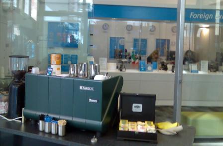 The Coffee Cure - Mobile Coffee Cart  - Shown here at the opening of the refurbished ANZ Royal Branch Collins St Melbourne. The Coffee Cure servicing Melbourne Metro, CBD, Mornington Peninsula, Frankston, Geelong and most of Victoria